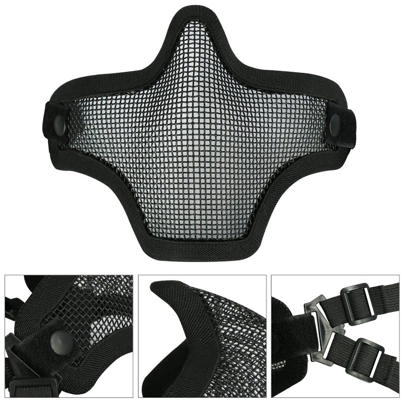 Aoutacc Airsoft Half Face Mask Steel Mesh and Goggles Set, Tactical Masks Protection Gear for Paintball BBS CS Nerf Game Cosplay Halloween Costume Accessories (Black) - Image 4